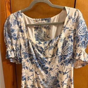 Reformation Blue Floral Blouse